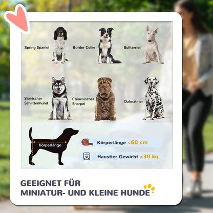PawHut Hundebuggy Faltbar bis 30 kg, Für Große & Mittelgroße Hunde, Mit Sicherheitsleinen, Netzfenstern & Komfortkissen, Oxford-Stoff (Grau)