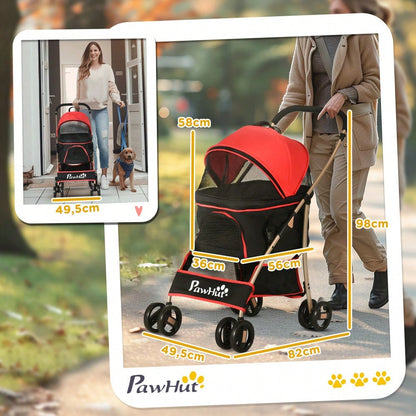 PawHut 2-in-1 Hundetrolley Faltbar mit Tragetasche & Kissen, Für Kleine Hunde & Katzen, Mit Netzfenstern & Belüftung, Oxford-Stoff