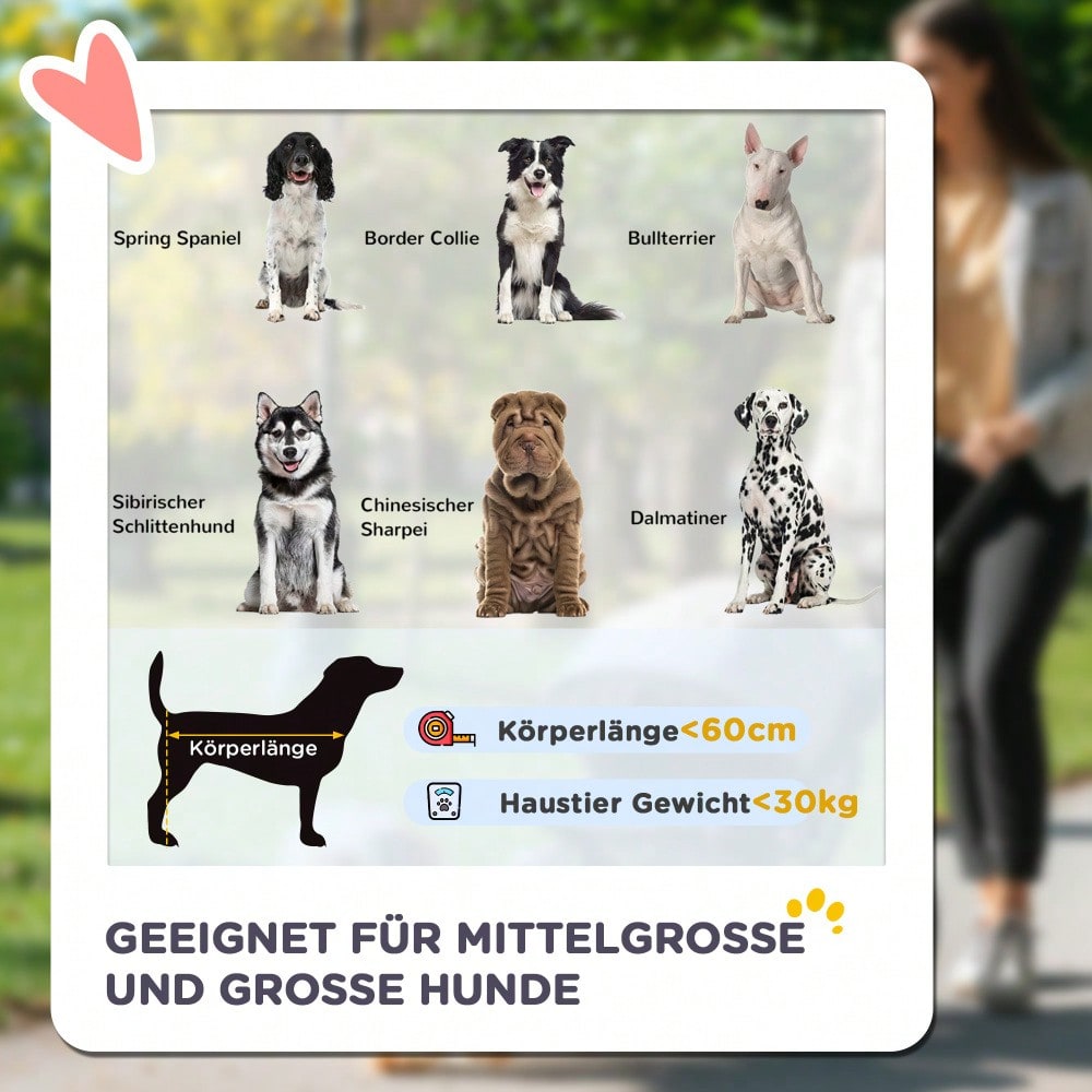 PawHut Hundebuggy Faltbar mit Kissen & Sicherheitsleinen, Für Hunde & Katzen, Mit Netzfenstern & Seitentaschen, Oxford-Stoff (Dunkelgrau)