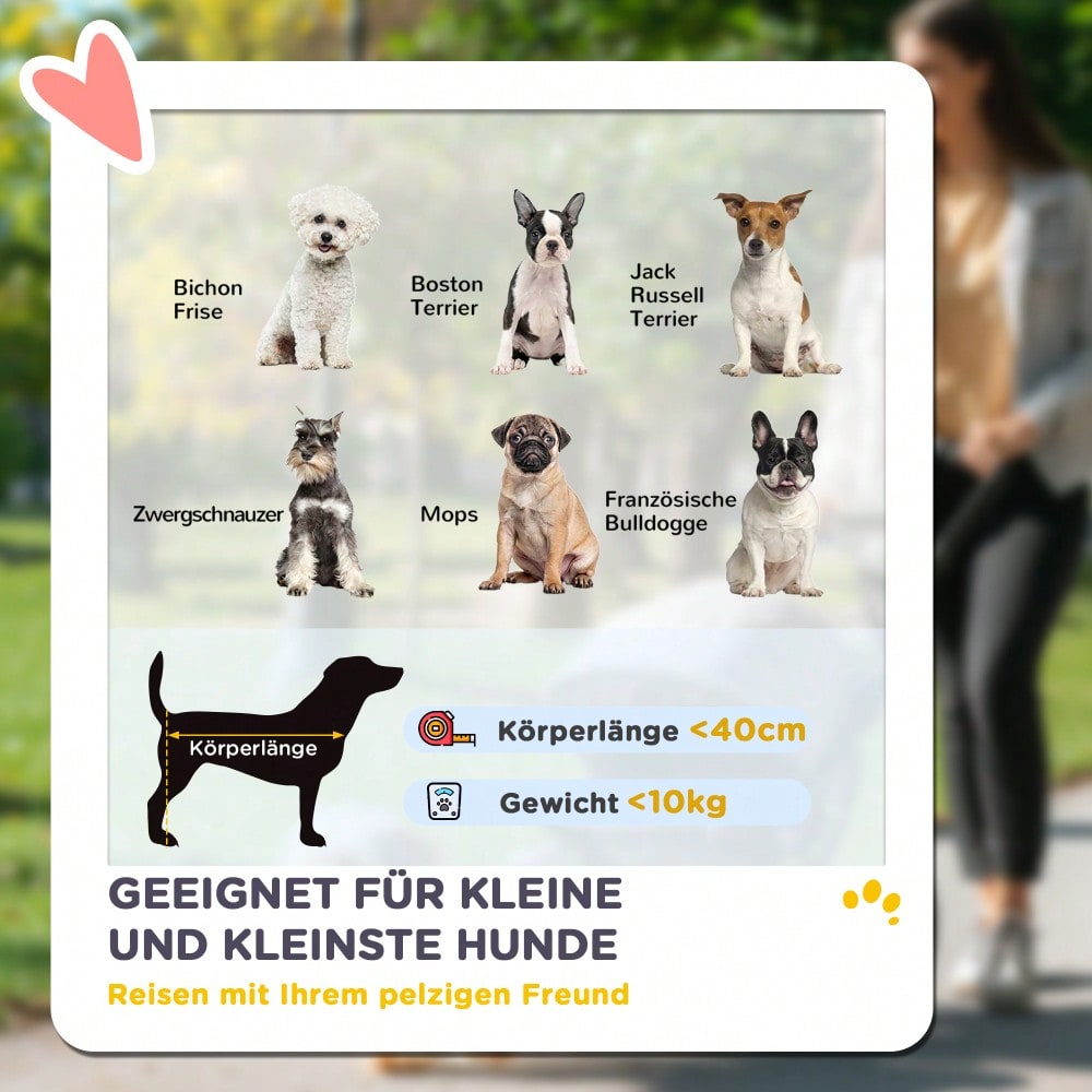 PawHut Hundebuggy aus Aluminium Klappbar bis 10 kg, Für Hunde & Katzen, Mit Kissen, Netzfenstern & Aufbewahrungskorb, Leicht & Stabil (Dunkelblau)