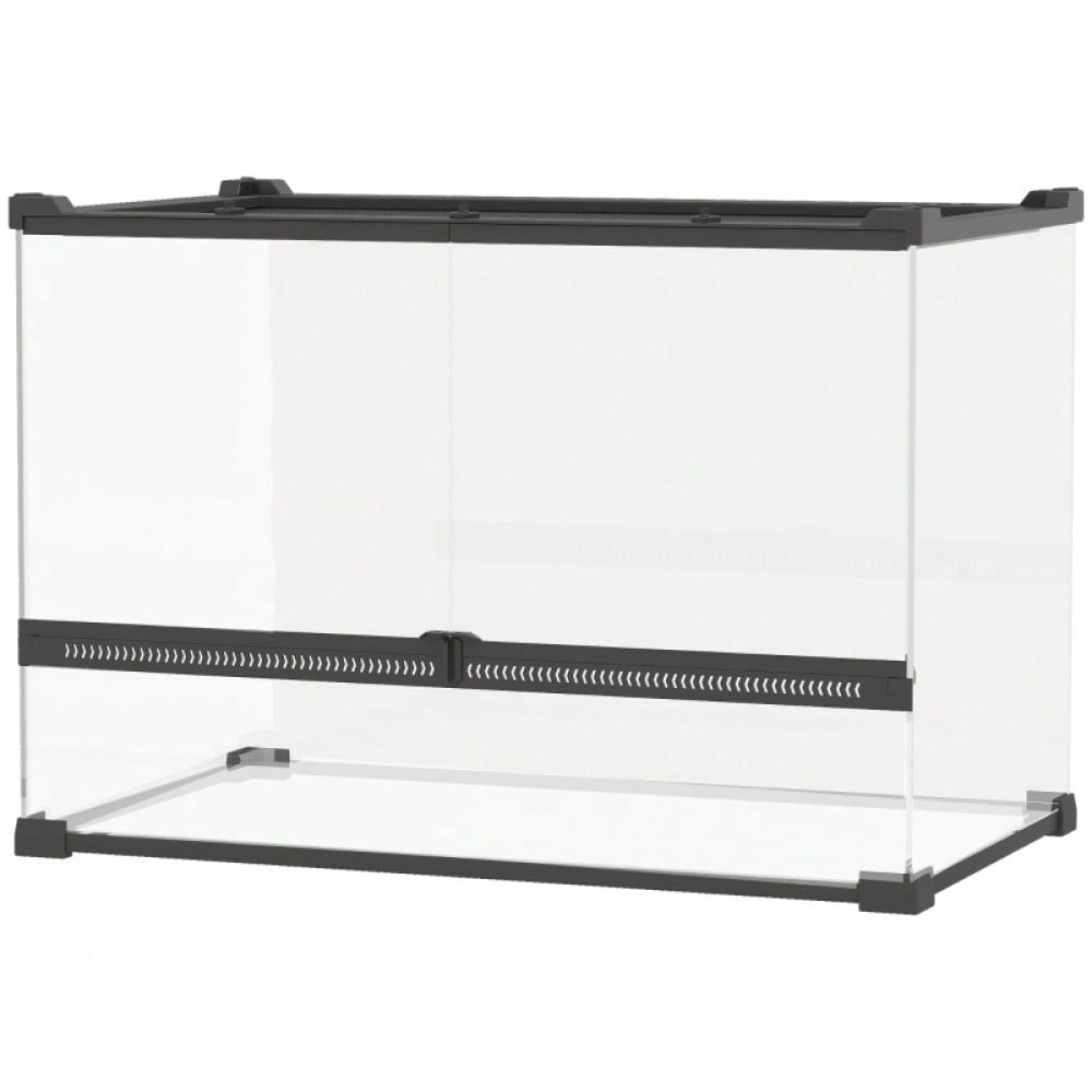 PawHut Glas-Terrarium für Reptilien mit erhöhtem Boden, wasserdicht, inklusive Sicherheitsschloss