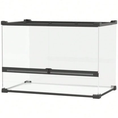 PawHut Glas-Terrarium für Reptilien mit erhöhtem Boden, wasserdicht, inklusive Sicherheitsschloss