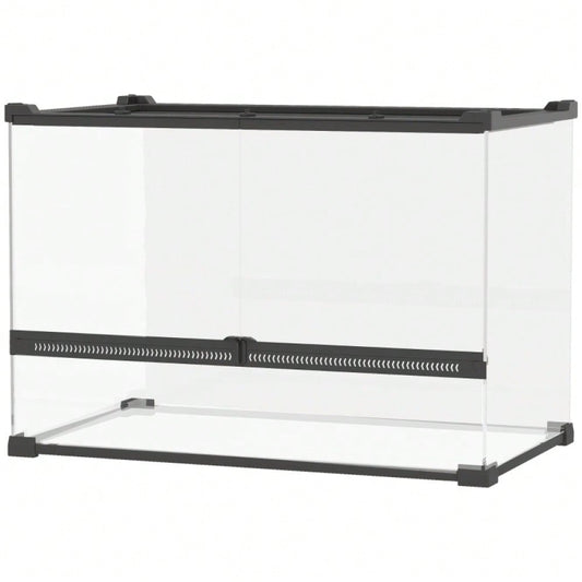 PawHut Glas-Terrarium für Reptilien mit erhöhtem Boden, wasserdicht, inklusive Sicherheitsschloss