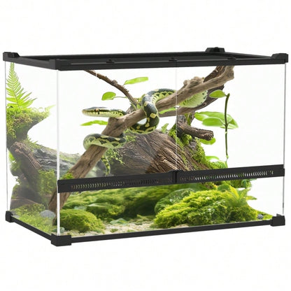 PawHut Glas-Terrarium für Reptilien mit erhöhtem Boden, wasserdicht, inklusive Sicherheitsschloss