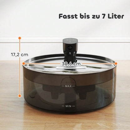 PawHut Trinkbrunnen für Katzen 7L aus Edelstahl, mit leiser Pumpe, Aktivkohlefilter und LED, 30.6 x 30.6 x 17.2 cm