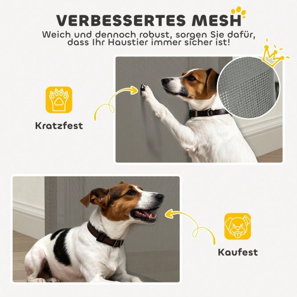 PawHut Türschutzgitter Treppenschutzgitter ausziehbar 0-136 cm, 87 cm hoch, für Haustiere, grau, 142 x 10 x 87 cm