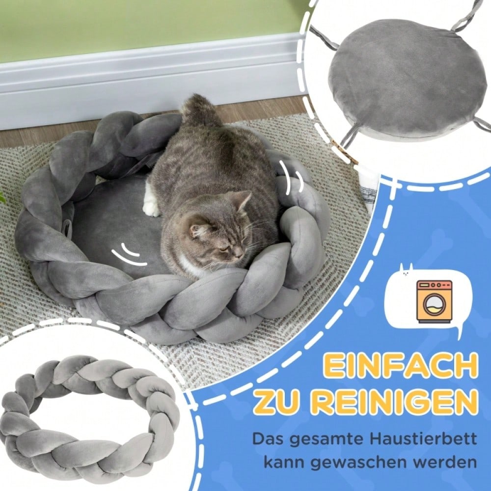PawHut Haustierbett für Hunde und Katzen, 55 x 55 cm, waschbar mit Kissen - grau