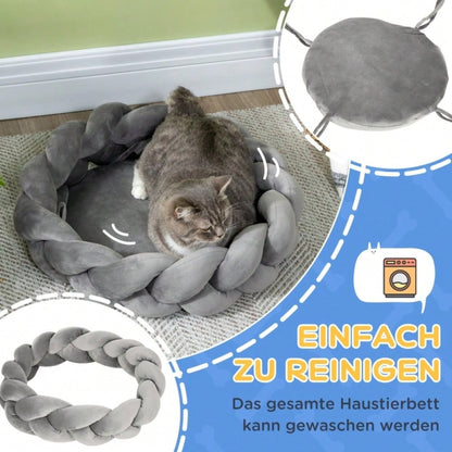 PawHut Haustierbett für Hunde und Katzen, 55 x 55 cm, waschbar mit Kissen - grau