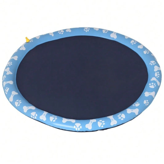 PawHut Wasserspielmatte für Hunde, 150 cm Anti-Rutsch Sprinkler Pad, Outdoor Spritzspiel aus PVC, blau