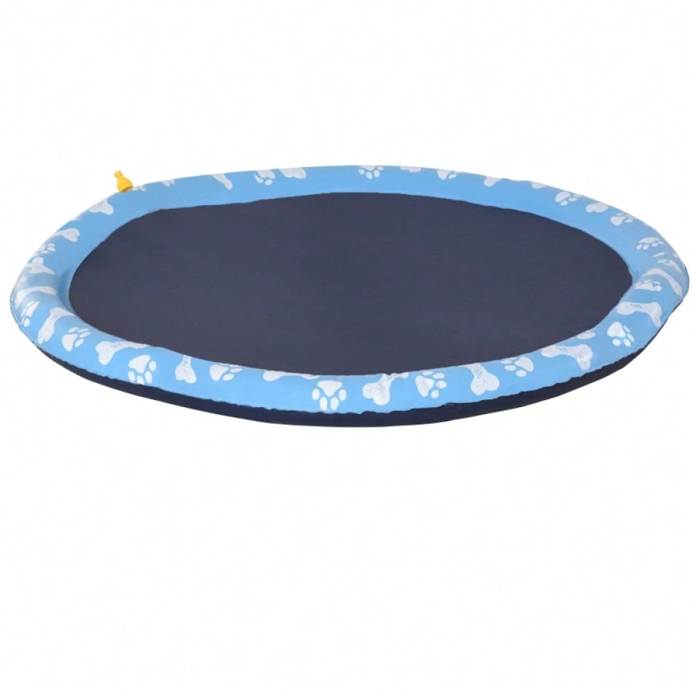 PawHut Wasserspielmatte für Hunde, 150 cm Anti-Rutsch Sprinkler Pad, Outdoor Spritzspiel aus PVC, blau