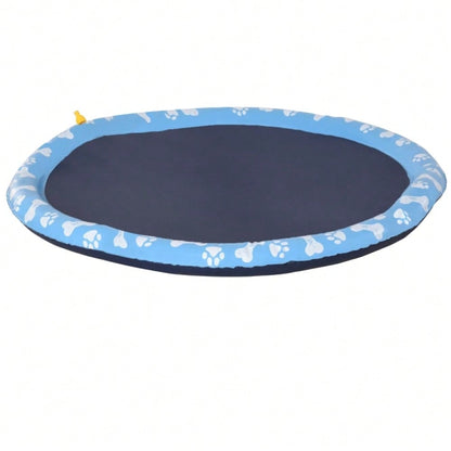 PawHut Wasserspielmatte für Hunde, 150 cm Anti-Rutsch Sprinkler Pad, Outdoor Spritzspiel aus PVC, blau
