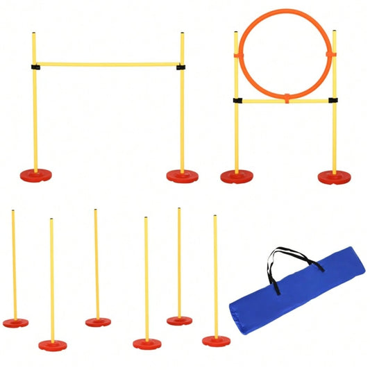 PawHut 3-in-1 Agility Set für Hunde mit Hürden, inkl. Tragetasche - Leicht & transportierbar, Gelb - Für Training und Spaß im Freien