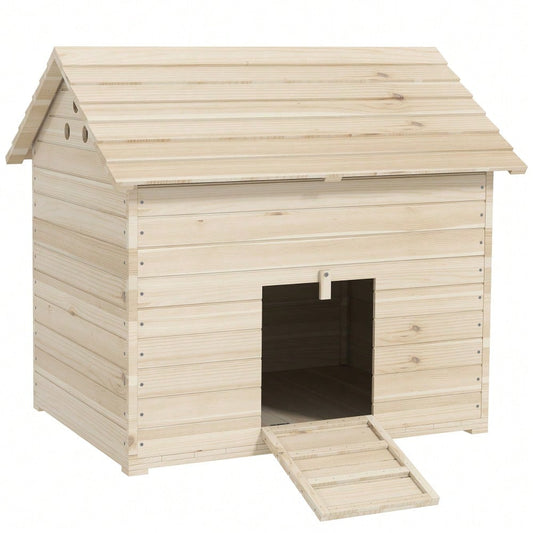 PawHut Entenstall aus Tannenholz mit aufklappbarem Kippdach, erhöhtem Boden & Rampe, 100x82,5x91 cm