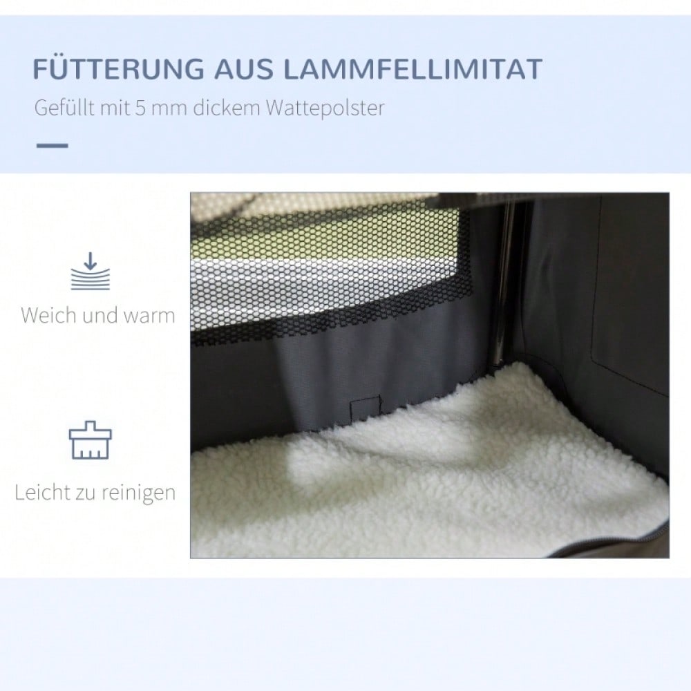 PawHut Transportbox für Katzen & kleine Hunde, faltbar mit 3 Türen, grau, 50.5 x 33.5 x 35 cm