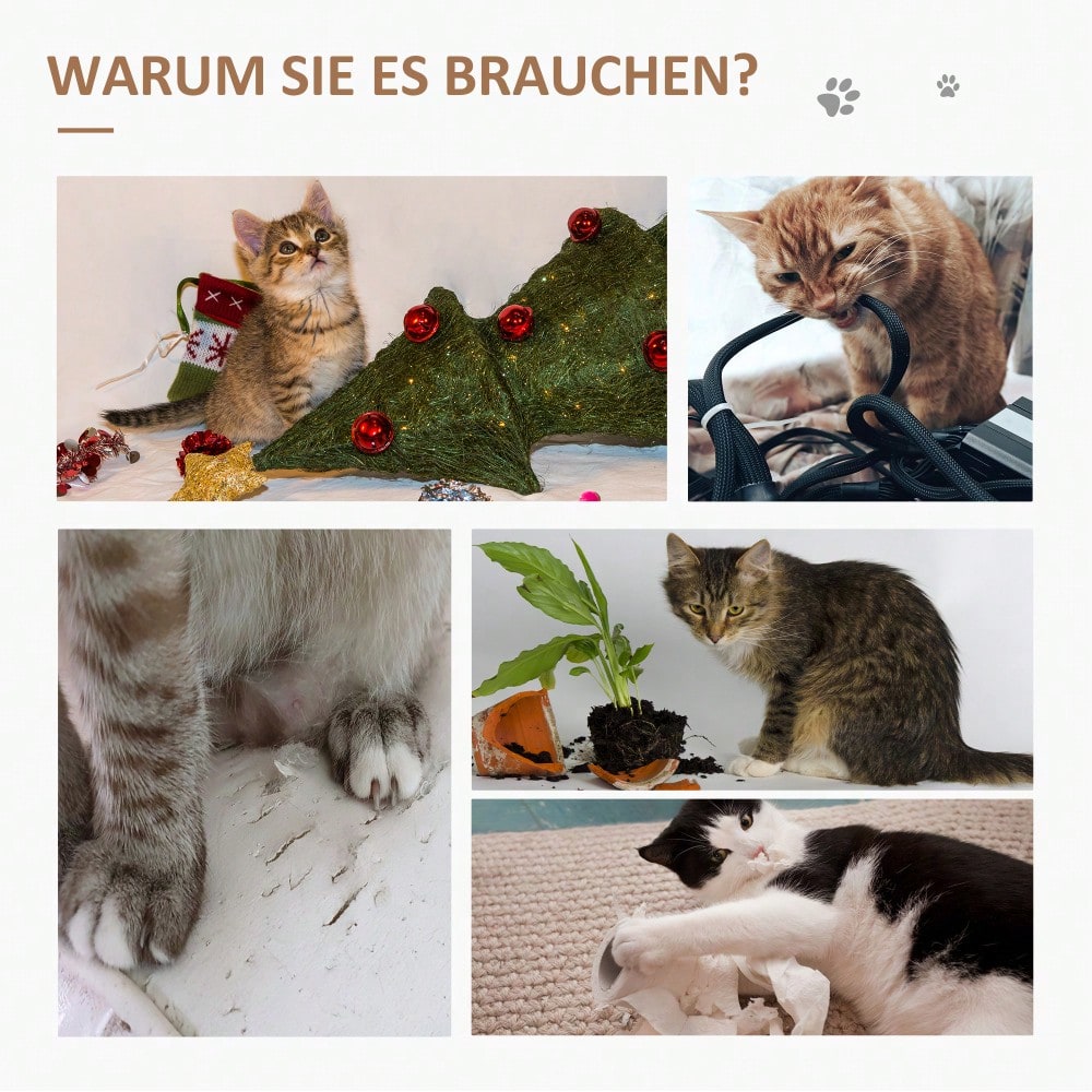 PawHut Kratzbaum Kletterbaum für Katzen mit Spielzeug und Tunnel, 105 cm hoch, beige, 50x40x105 cm