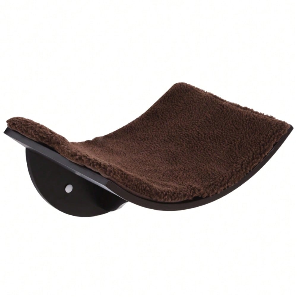PawHut Katzen Wandliege mit Plüschauflage, Wandmontage Katzenbett & Regal, braun, 41x28x21 cm