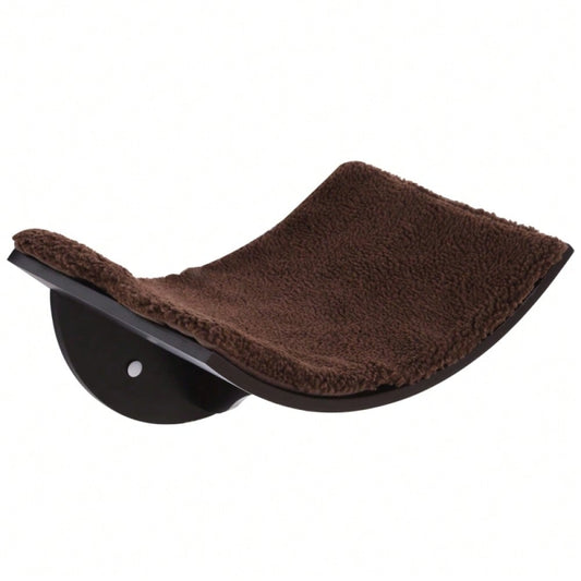 PawHut Katzen Wandliege mit Plüschauflage, Wandmontage Katzenbett & Regal, braun, 41x28x21 cm