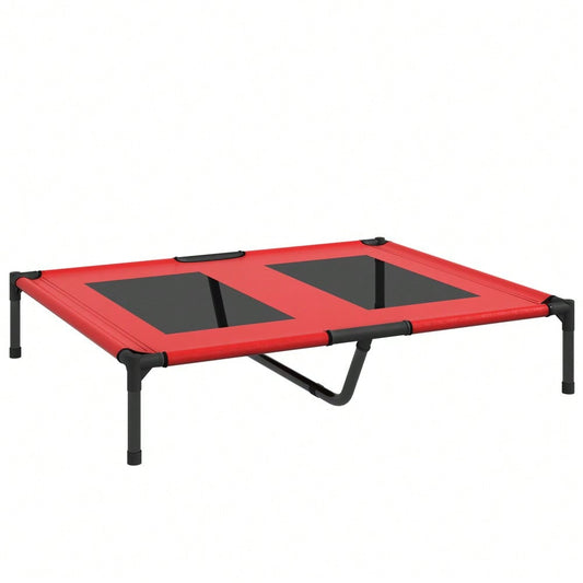 PawHut Erhöhtes Hundebett Haustierbett 92x76x18cm Outdoor Hundeliege atmungsaktiv für große Hunde Camping Oxford Rot