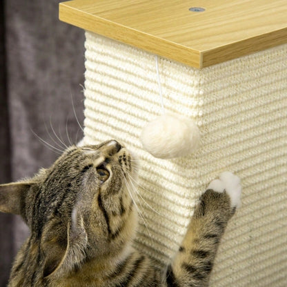 PawHut Hoher Kratzbaum für Katzen mit Spielzeug, Kratztonne, Kletterbaum mit Sisalstämmen und Liegefläche, Katzenmöbel für Wohnung, 80 cm Höhe, Beige + Natur