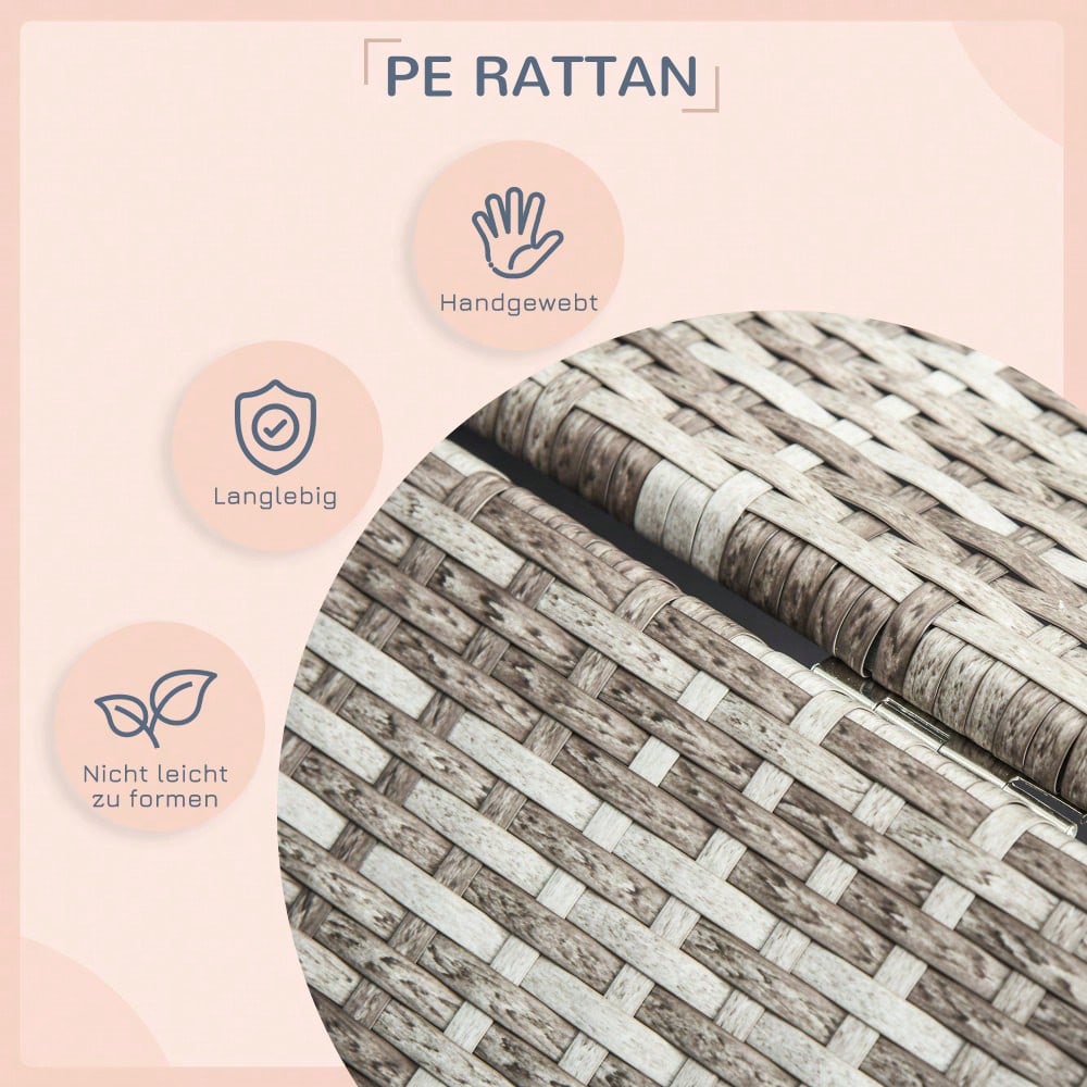 PawHut Hundehaus aus Rattan mit Kissen, Wetterfeste Outdoor Hundehütte mit Stahlrahmen, Kunststoff-Dach und Belüftung, Hundebett für kleine Hunde bis 10 kg, 69x98x70 cm, Grau