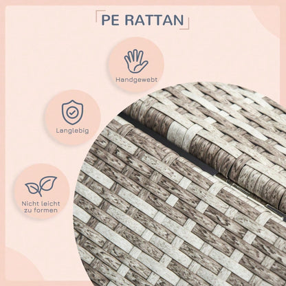 PawHut Hundehaus aus Rattan mit Kissen, Wetterfeste Outdoor Hundehütte mit Stahlrahmen, Kunststoff-Dach und Belüftung, Hundebett für kleine Hunde bis 10 kg, 69x98x70 cm, Grau