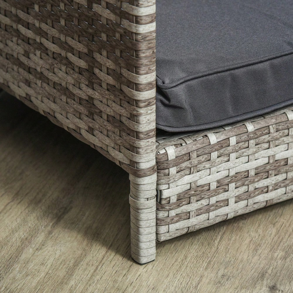 PawHut Hundehaus aus Rattan mit Kissen, Wetterfeste Outdoor Hundehütte mit Stahlrahmen, Kunststoff-Dach und Belüftung, Hundebett für kleine Hunde bis 10 kg, 69x98x70 cm, Grau