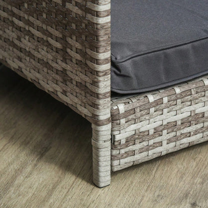 PawHut Hundehaus aus Rattan mit Kissen, Wetterfeste Outdoor Hundehütte mit Stahlrahmen, Kunststoff-Dach und Belüftung, Hundebett für kleine Hunde bis 10 kg, 69x98x70 cm, Grau