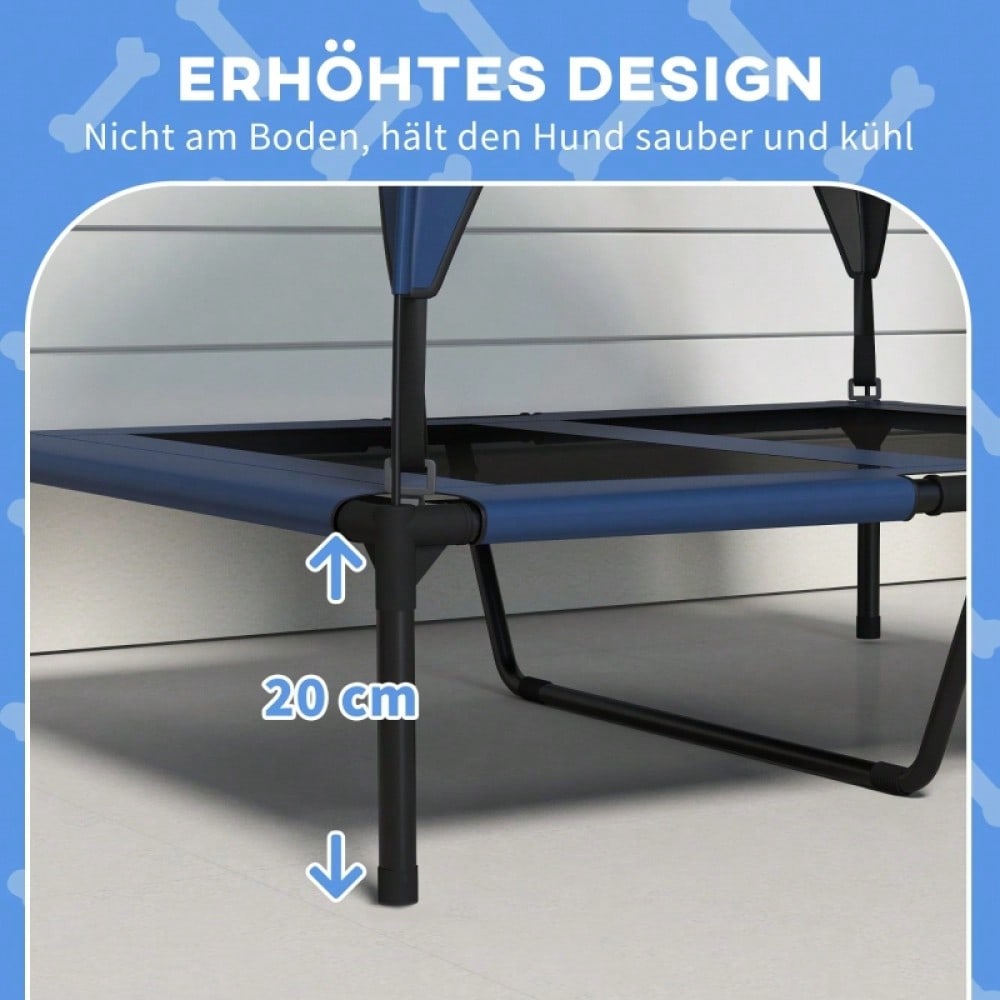 PawHut Hundebett mit Dach, wasserabweisendes & atmungsaktives Hundesofa für Hunde bis 30 kg, Kuschelbett mit Zierkissen, 91 x 76 x 89 cm, Dunkelblau