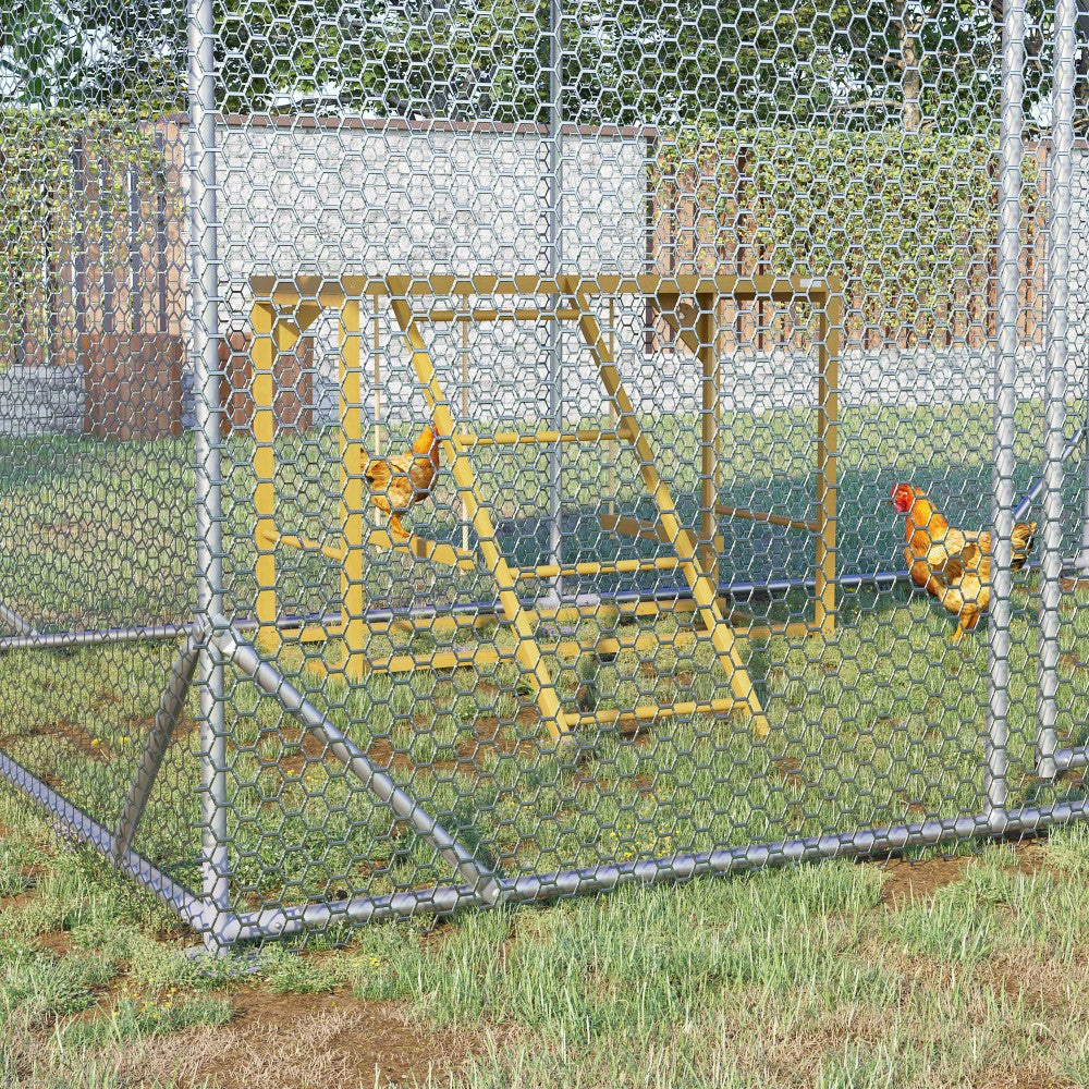 PawHut Hühner Spielgerüst aus Naturholz mit Schaukel & Leiter, Klettergerüst für 3-4 Hühner, Hühnerspielplatz mit Sitzstangen, Für innen & außen, Hühnerzubehör