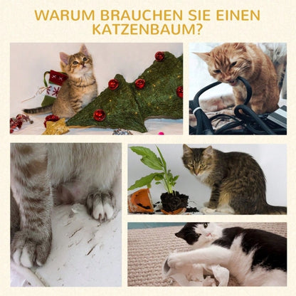 PawHut Kratzbaum für Katzen mit Spielball, Kleiner Kratzbaum mit Sisalstämmen, Kratzmöbel für kleine Katzen und Kitten, Für die Wohnung, 46 cm Höhe, Grau