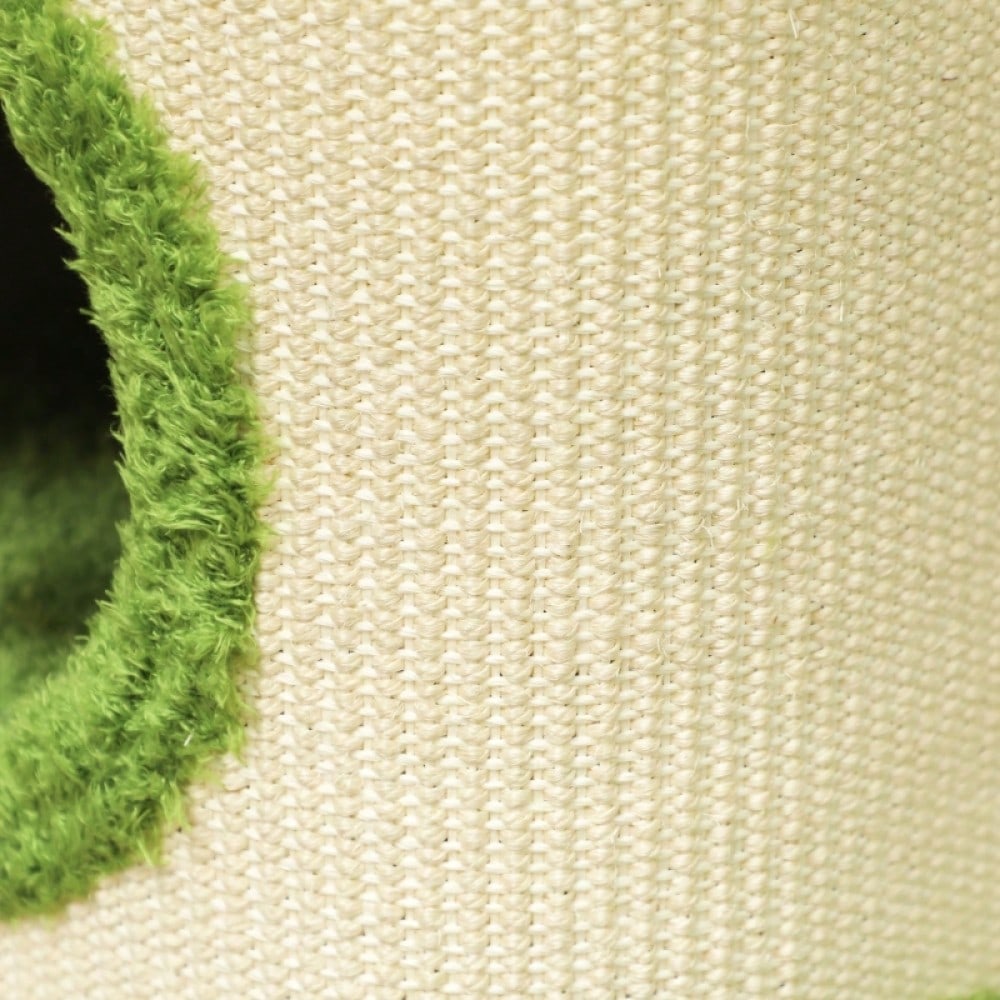 PawHut Kratzturm für Katzen mit Höhle, Kratzbaum mit weicher Katzenhöhle aus Plüsch, Kratzfläche & Spielzeug, Für kleine Katzen, Katzenspielzeug für die Wohnung, 52 cm, Grün/Creme