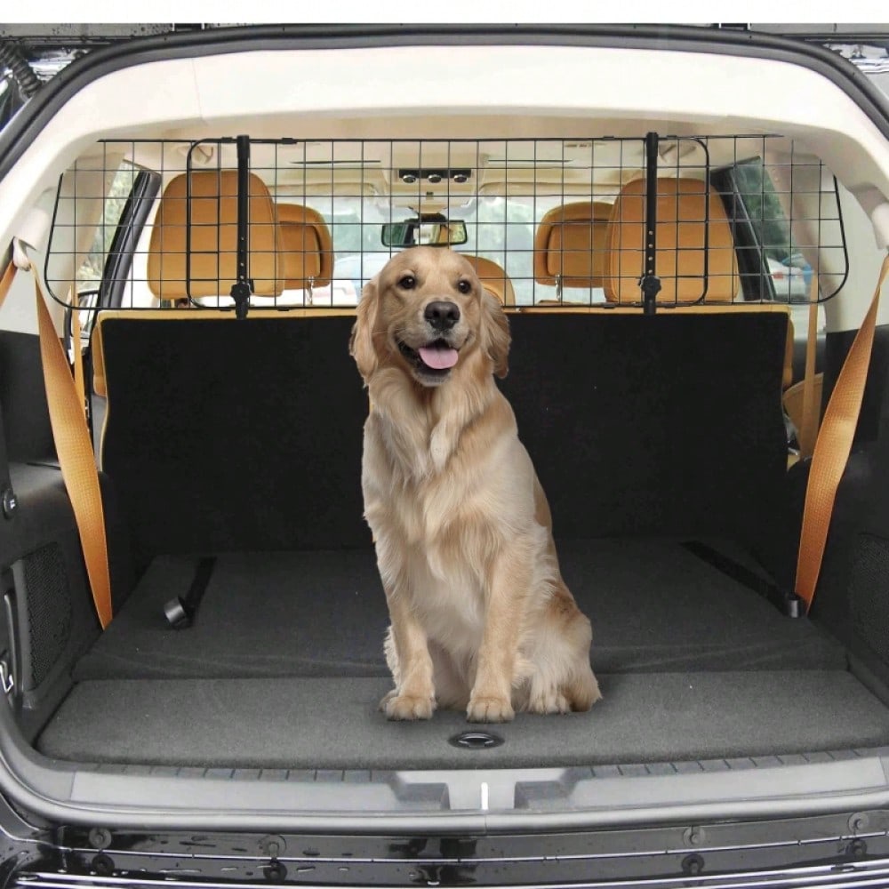 PawHut Autoschutzgitter für Hunde, Universelles Trenngitter für den Kofferraum, Stufenlos verstellbar von 91-152 cm Breite, Höhe 30 cm, Einfache Montage, Hunde-Gitter für Auto