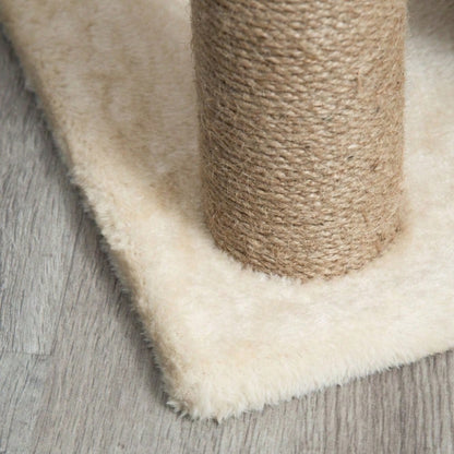 PawHut Kratzbaum Katzenbaum, inkl. Spielzeug und Katzenbett, 60 cm x 30 cm x 76 cm, Natur