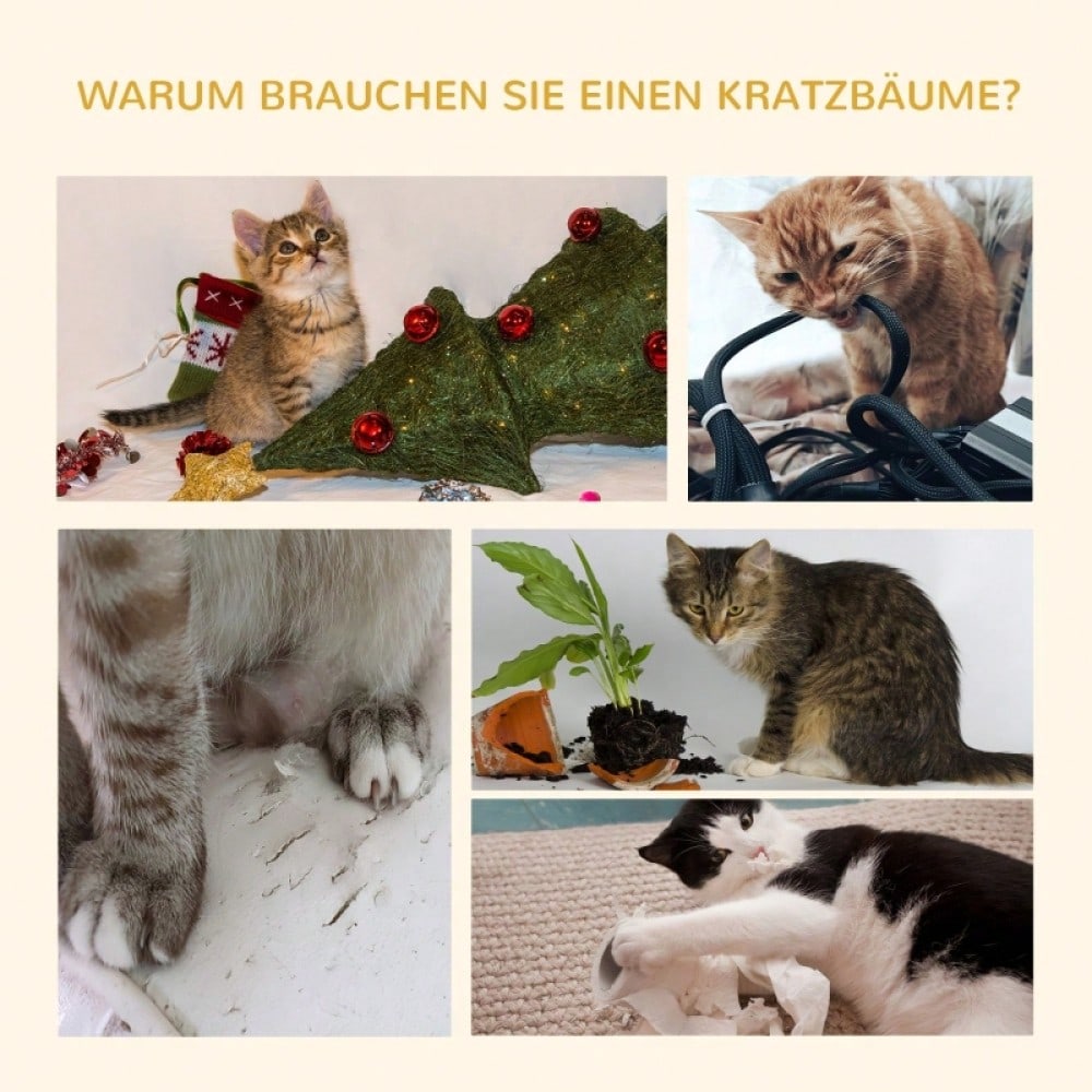 PawHut Kratzbaum Deckenhoch 240-260 cm, Höhenverstellbarer Katzenkratzbaum für große Katzen, Kletterbaum mit Sisalstämmen & Liegefläche, Katzenschlafplatz, Dunkelgrau