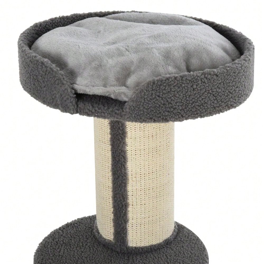 PawHut Kratzbaum für Katzen mit Kratzsäule & Plattform, aus Sisal, bis 30 kg belastbar, grau, für Spiel und Entspannung