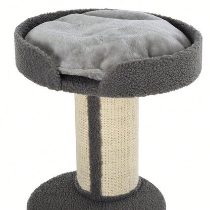 PawHut Kratzbaum für Katzen mit Kratzsäule & Plattform, aus Sisal, bis 30 kg belastbar, grau, für Spiel und Entspannung