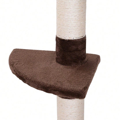 PawHut Deckenhoch Kratzbaum für Katzen, höhenverstellbar (230-260 cm), stabiler Kletterbaum mit Sisalsäulen, braun, 40 x 34 cm