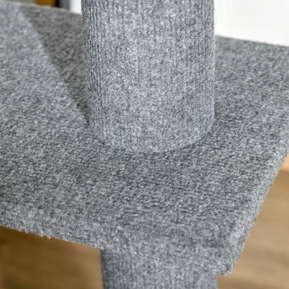 PawHut Deckenhoch Kratzbaum für Katzen, höhenverstellbar (228-260 cm), Kletterbaum aus Sisal, grau, für Spiel und Entspannung