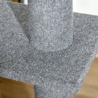 PawHut Deckenhoch Kratzbaum für Katzen, höhenverstellbar (228-260 cm), Kletterbaum aus Sisal, grau, für Spiel und Entspannung