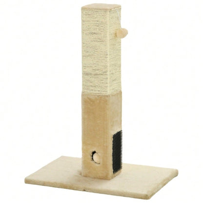PawHut Kratzsäule für Katzen, 79 cm Kratzbaum mit Juteseil, inklusive Spielzeug, beige