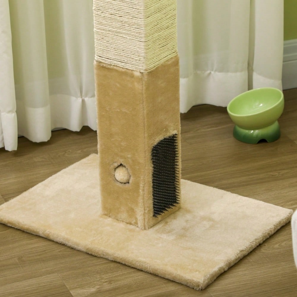 PawHut Kratzsäule für Katzen, 79 cm Kratzbaum mit Juteseil, inklusive Spielzeug, beige