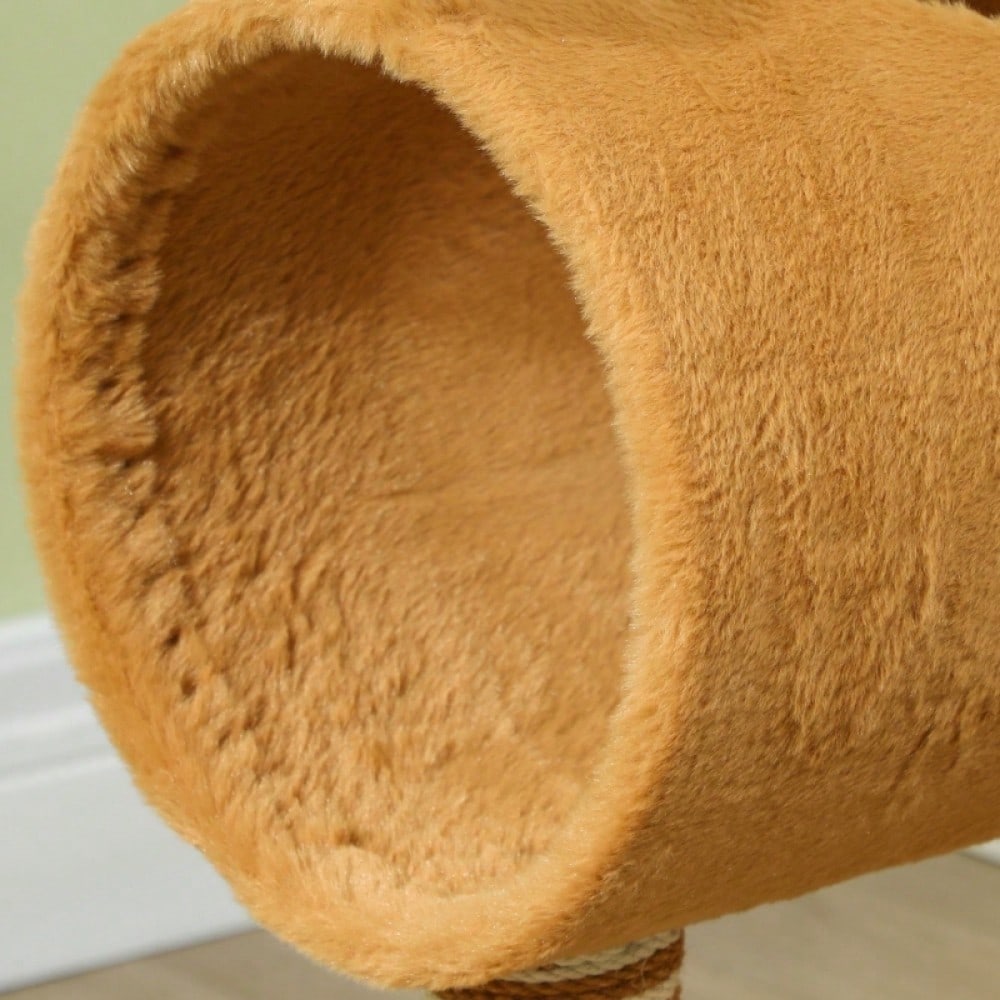 PawHut Kratzbaum für Katzen 98 cm im Hirschdesign, Katzenturm mit Höhle, Spielball & Jutestämmen, braun
