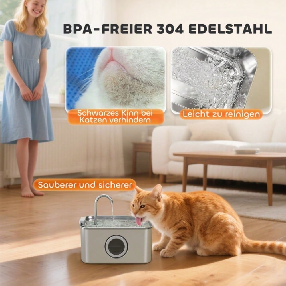 PawHut Trinkbrunnen für Katzen 3,2L mit leiser Pumpe & Aktivkohlefilter, Katzenbrunnen mit stillem Wasserstrom
