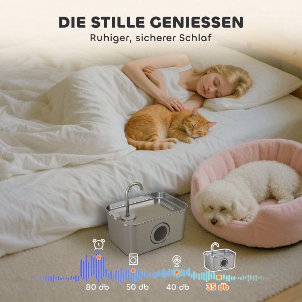 PawHut Trinkbrunnen für Katzen 3,2L mit leiser Pumpe & Aktivkohlefilter, Katzenbrunnen mit stillem Wasserstrom
