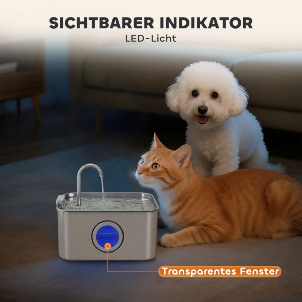 PawHut Trinkbrunnen für Katzen 3,2L mit leiser Pumpe & Aktivkohlefilter, Katzenbrunnen mit stillem Wasserstrom