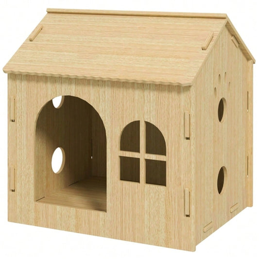 PawHut Hundehütte & Katzenhaus für Indoor, süßes Design, ca. 50 x 41 x 51 cm, Tierhaus für kleine Hunde und Katzen