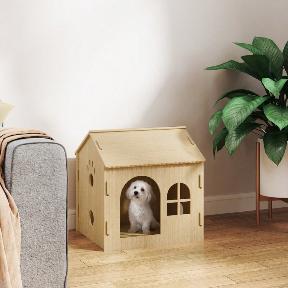 PawHut Hundehütte & Katzenhaus für Indoor, süßes Design, ca. 50 x 41 x 51 cm, Tierhaus für kleine Hunde und Katzen