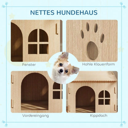 PawHut Hundehütte & Katzenhaus für Indoor, süßes Design, ca. 50 x 41 x 51 cm, Tierhaus für kleine Hunde und Katzen