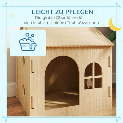 PawHut Hundehütte & Katzenhaus für Indoor, süßes Design, ca. 50 x 41 x 51 cm, Tierhaus für kleine Hunde und Katzen