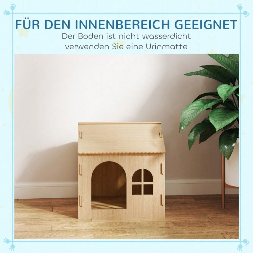 PawHut Hundehütte & Katzenhaus für Indoor, süßes Design, ca. 50 x 41 x 51 cm, Tierhaus für kleine Hunde und Katzen